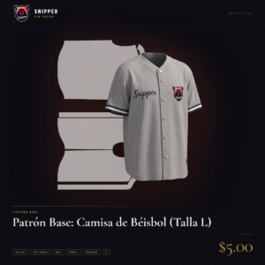 patrón base camisa béisbol talla l