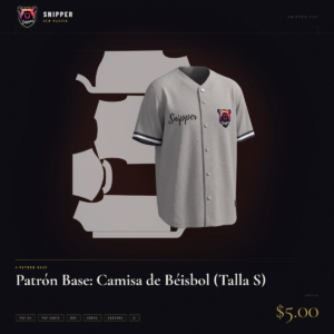 patrón base camisa béisbol talla s