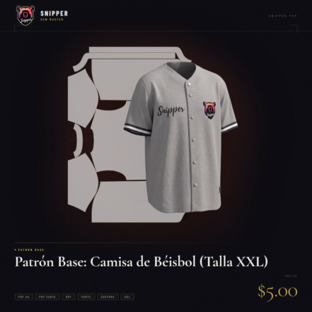 patrón base camisa béisbol talla xxl