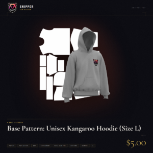 base pattern unisex kangaroo hoodie size l