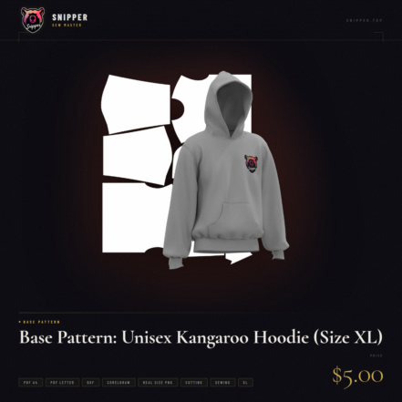 base pattern kangaroo hoodie size xl
