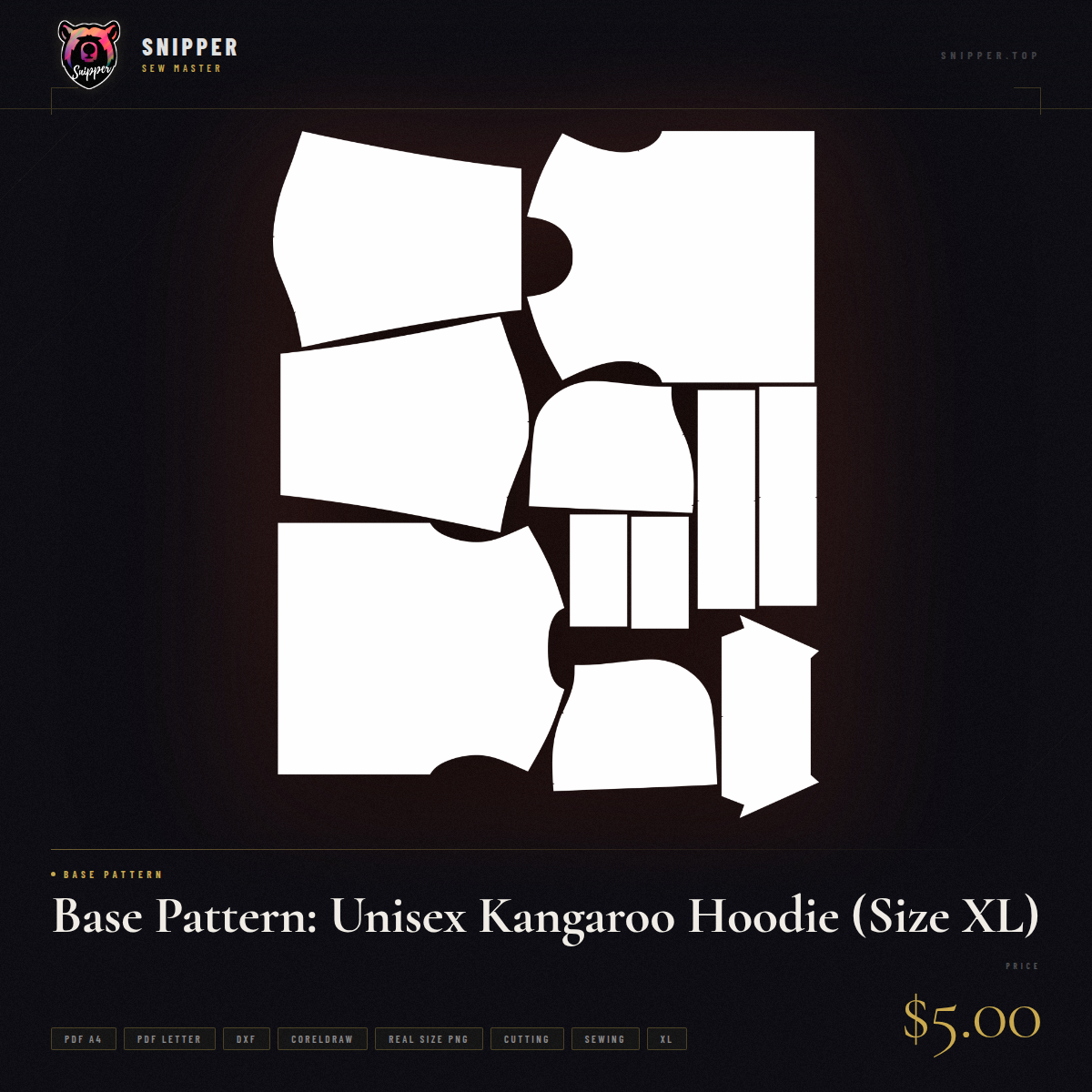 base pattern kangaroo hoodie size xl 3