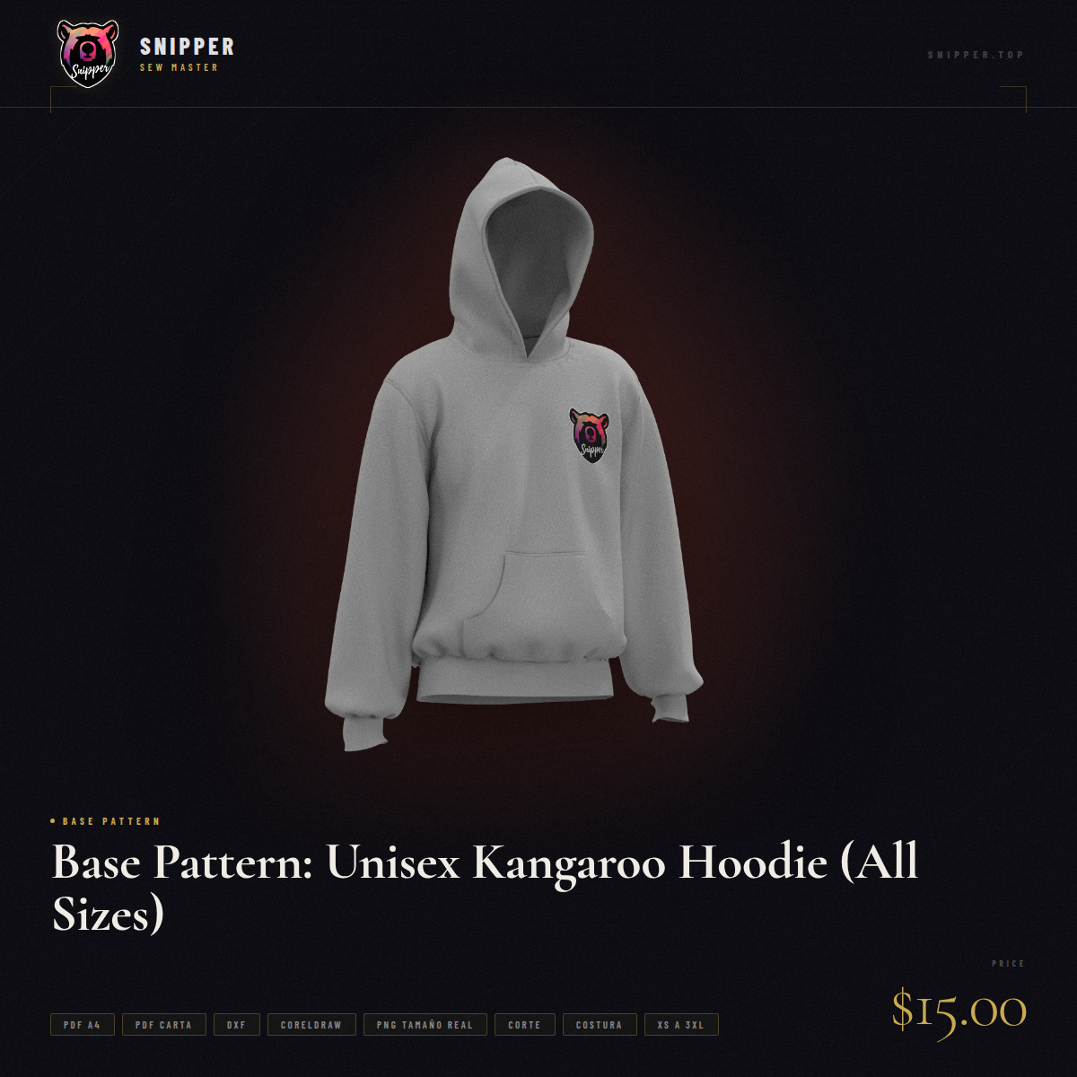 Base Pattern: Unisex Kangaroo Hoodie (All Sizes) 2