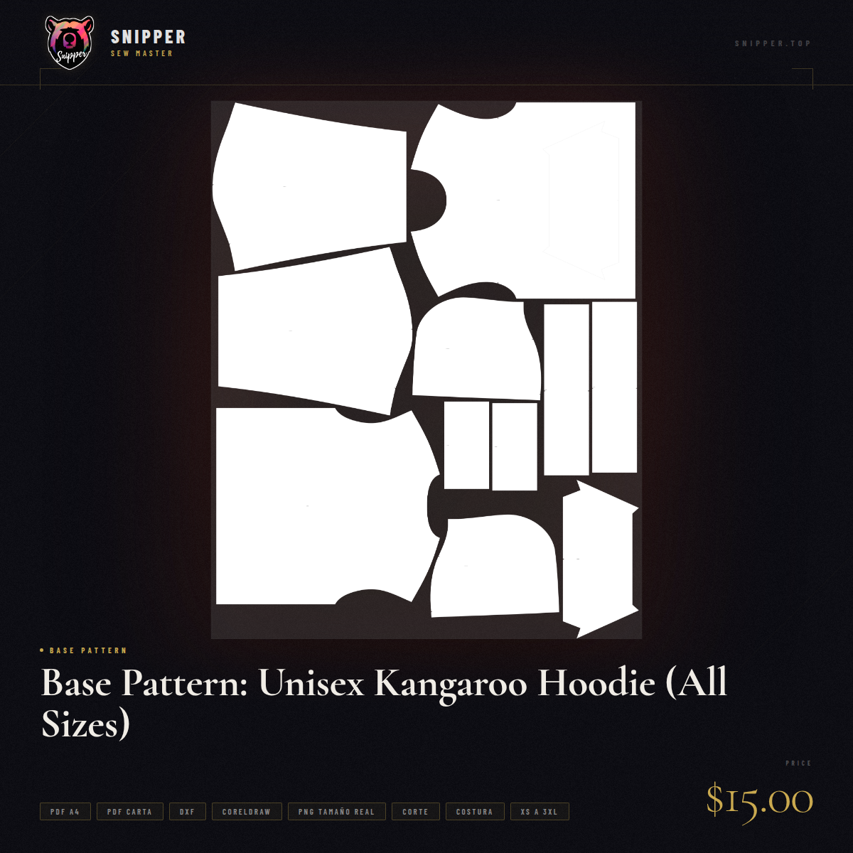 Base Pattern: Unisex Kangaroo Hoodie (All Sizes) 12