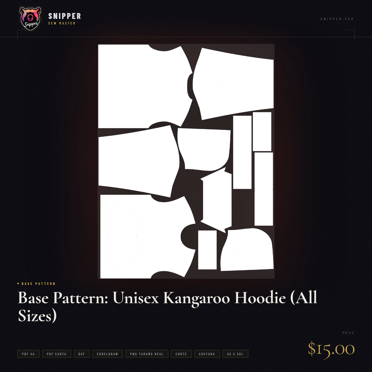 Base Pattern: Unisex Kangaroo Hoodie (All Sizes) 14