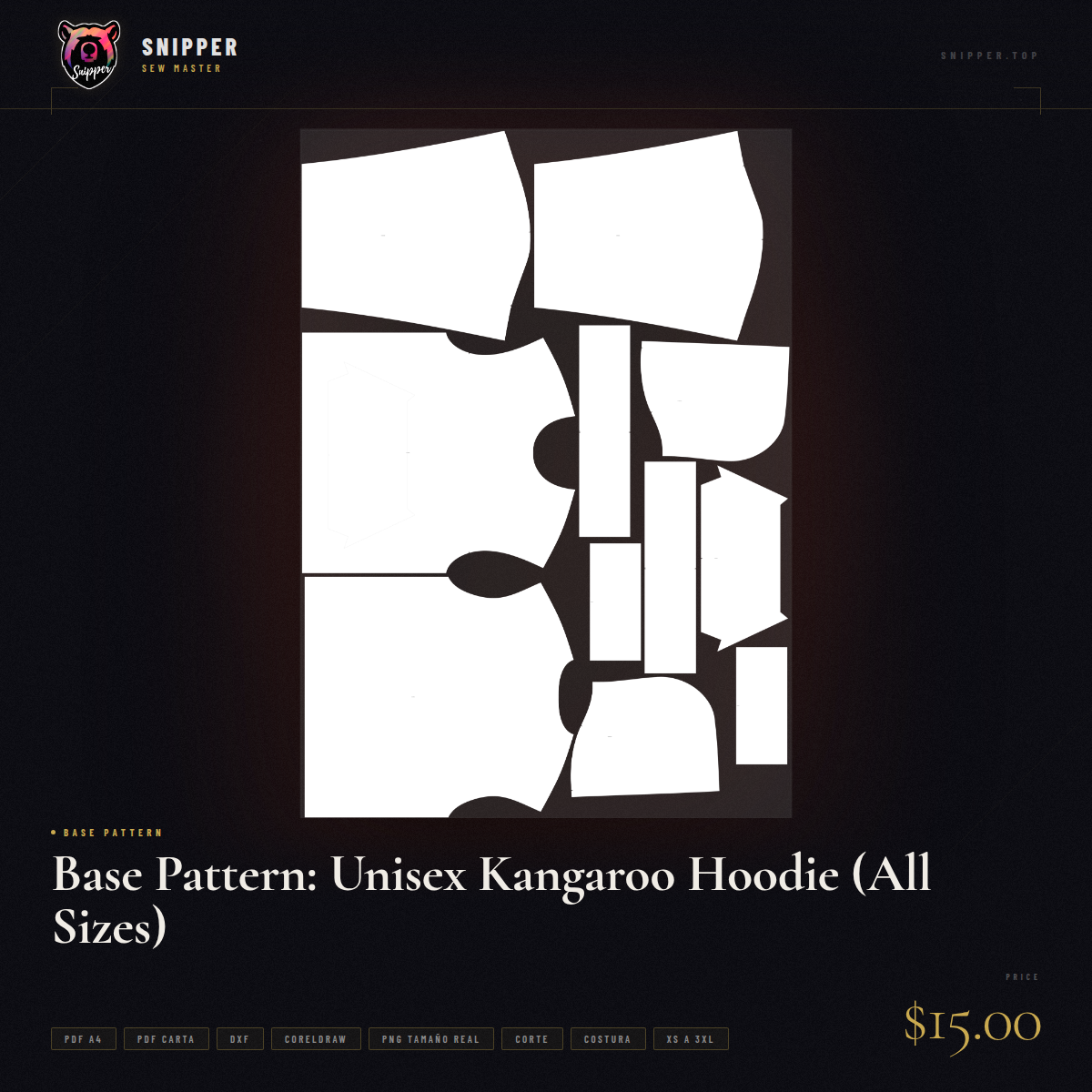 Base Pattern: Unisex Kangaroo Hoodie (All Sizes) 16