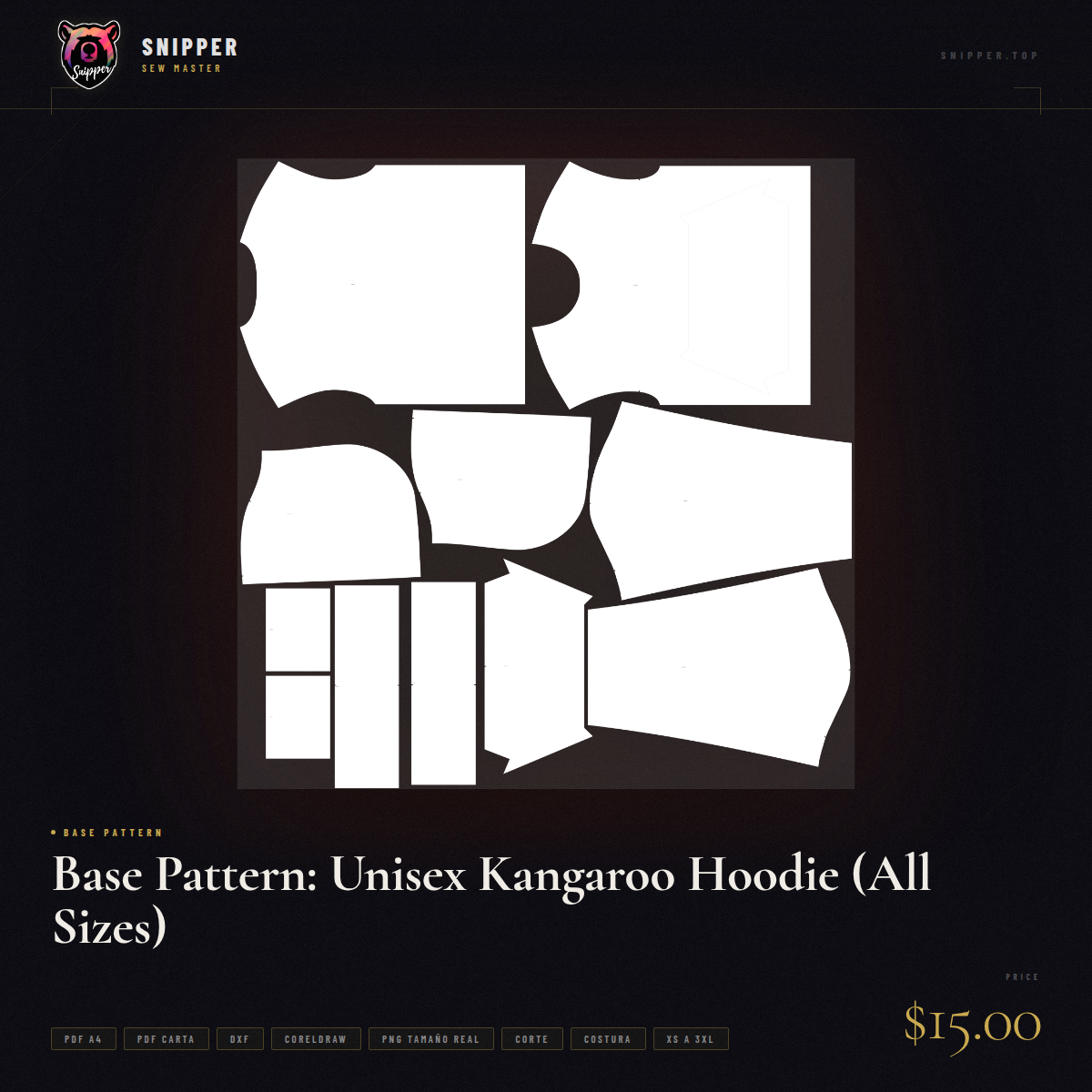 Base Pattern: Unisex Kangaroo Hoodie (All Sizes) 4