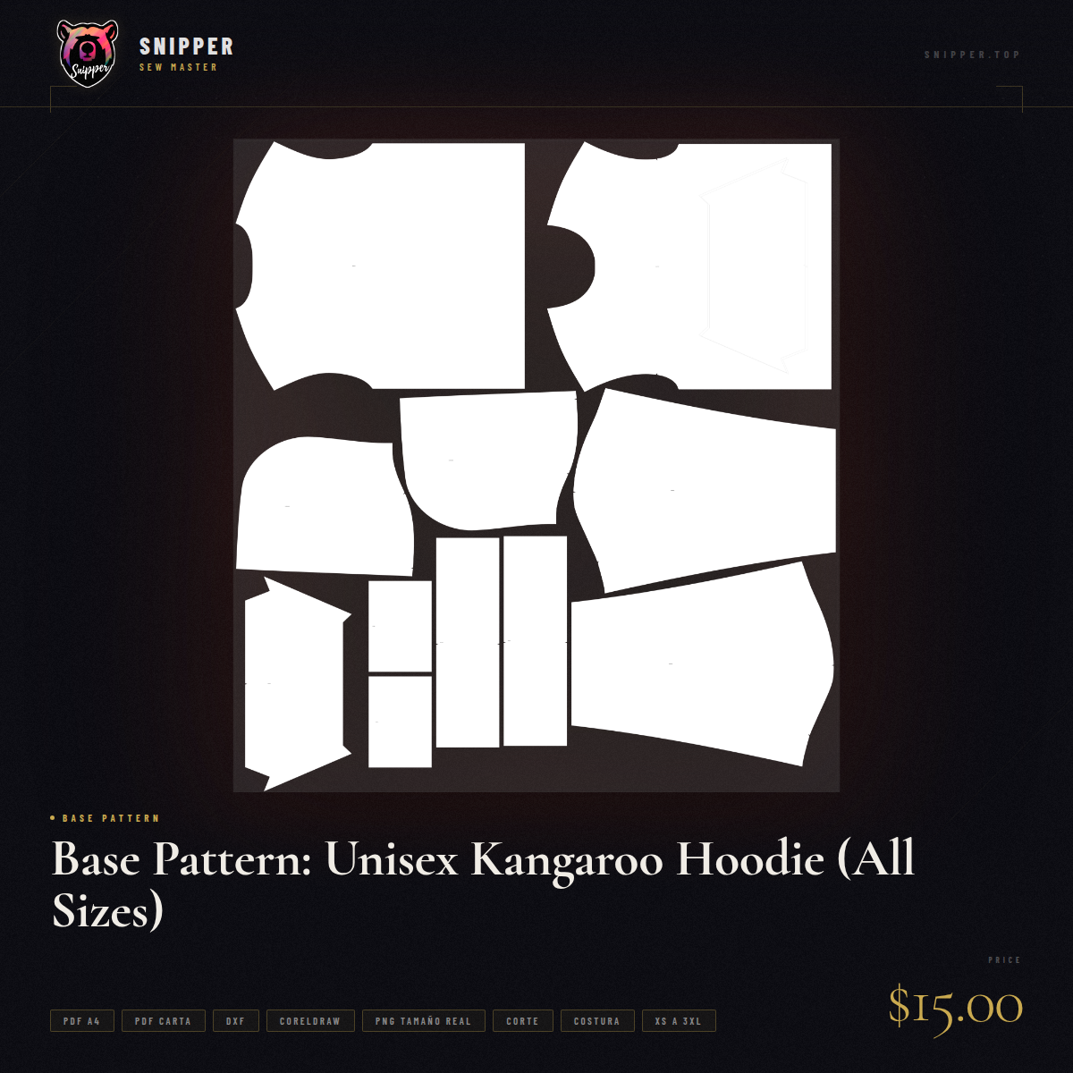 Base Pattern: Unisex Kangaroo Hoodie (All Sizes) 6
