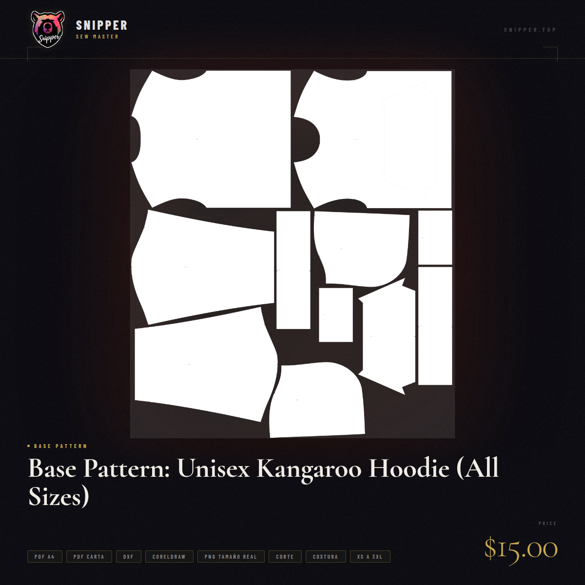 Base Pattern: Unisex Kangaroo Hoodie (All Sizes) 8