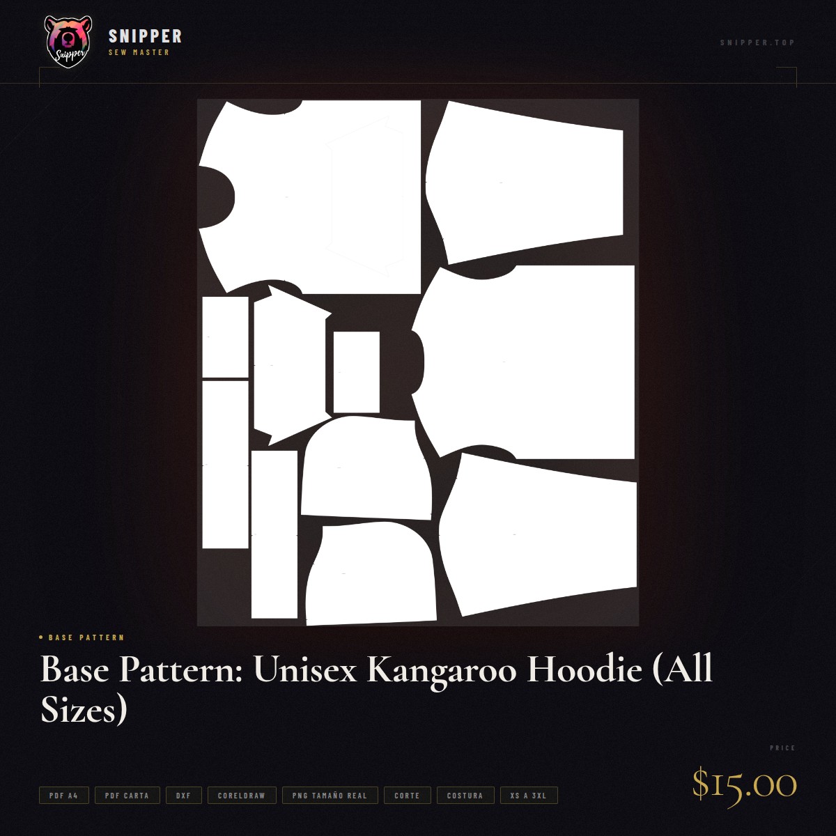 Base Pattern: Unisex Kangaroo Hoodie (All Sizes) 10