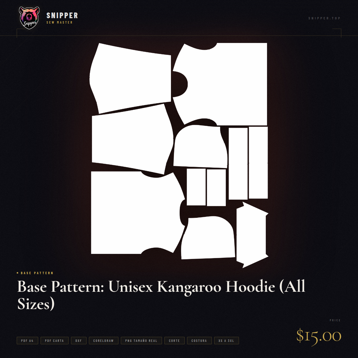 Base Pattern: Unisex Kangaroo Hoodie (All Sizes) 12