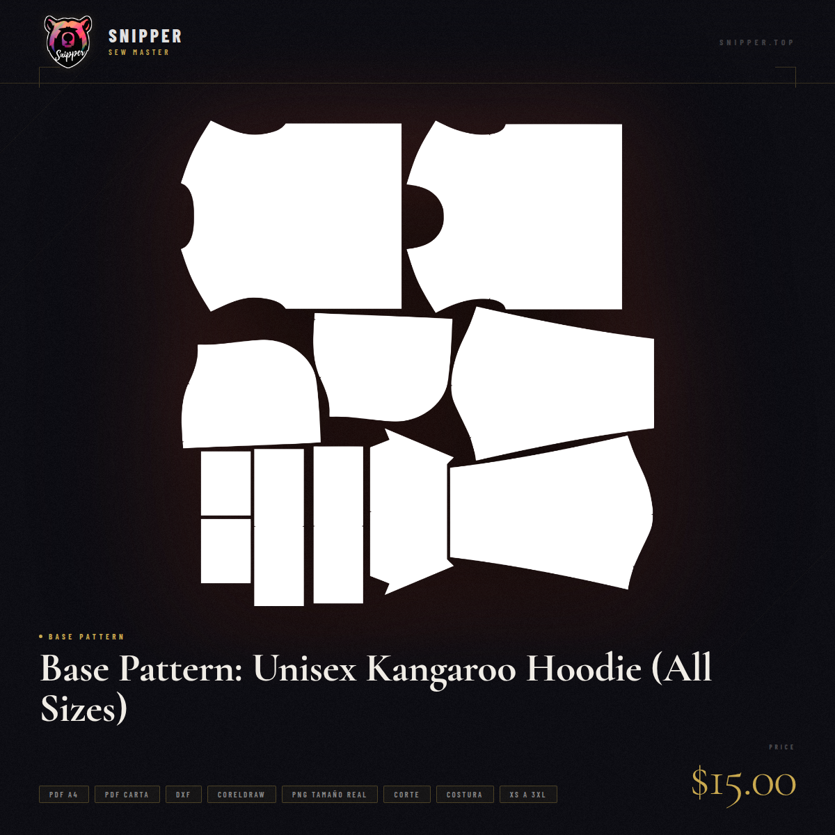 Base Pattern: Unisex Kangaroo Hoodie (All Sizes) 4