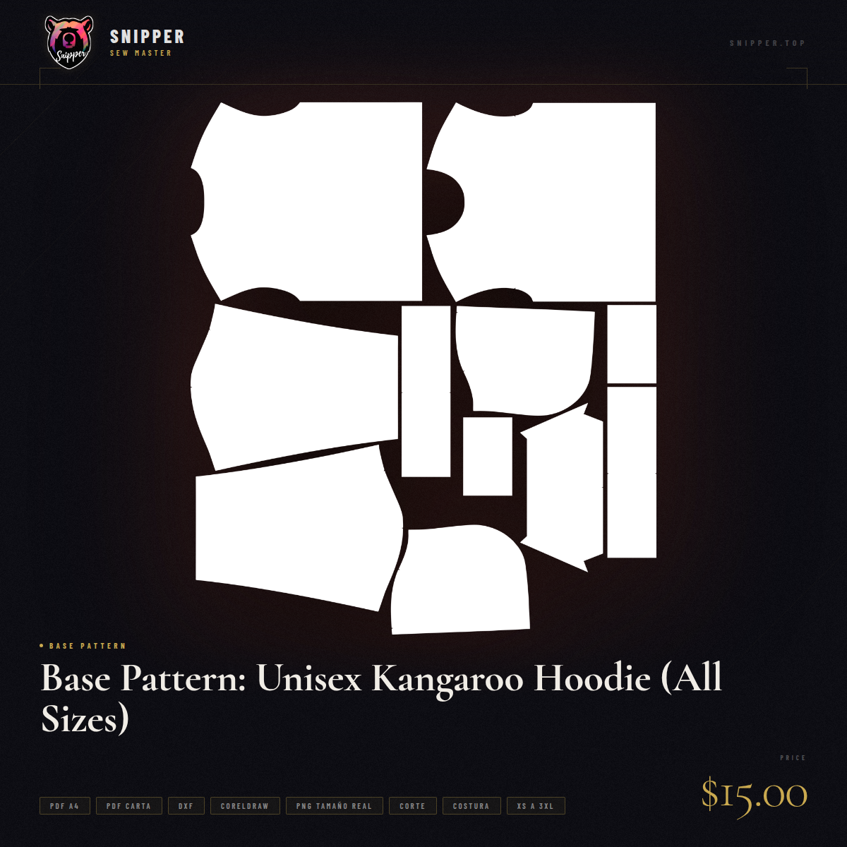 Base Pattern: Unisex Kangaroo Hoodie (All Sizes) 8