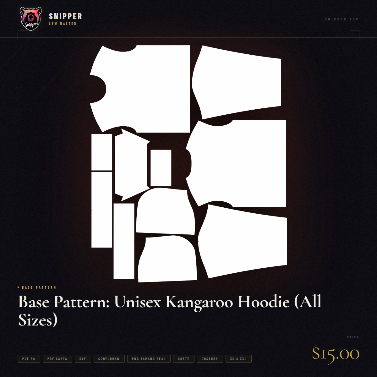 Base Pattern: Unisex Kangaroo Hoodie (All Sizes) 10