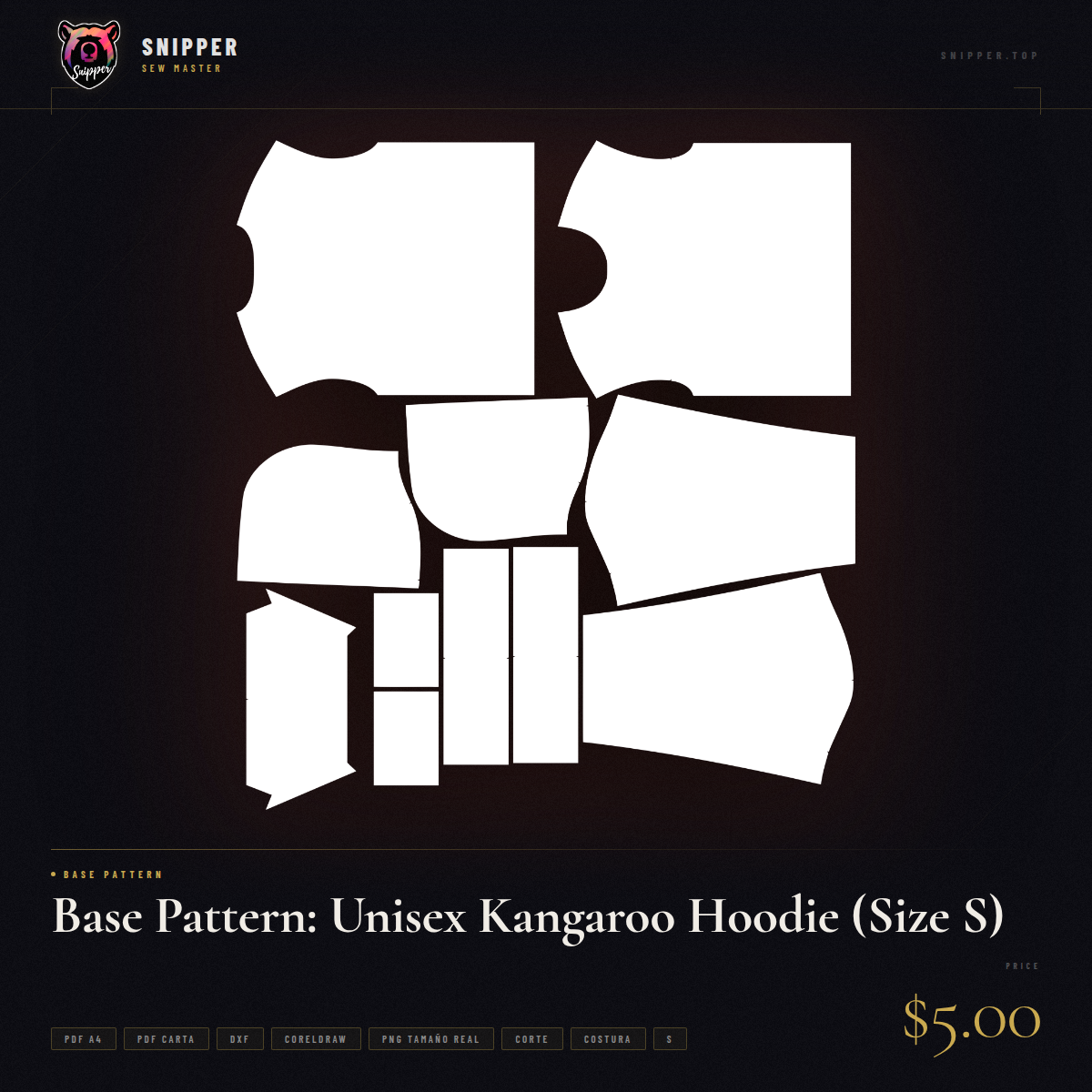 base pattern unisex kangaroo hoodie size s 3