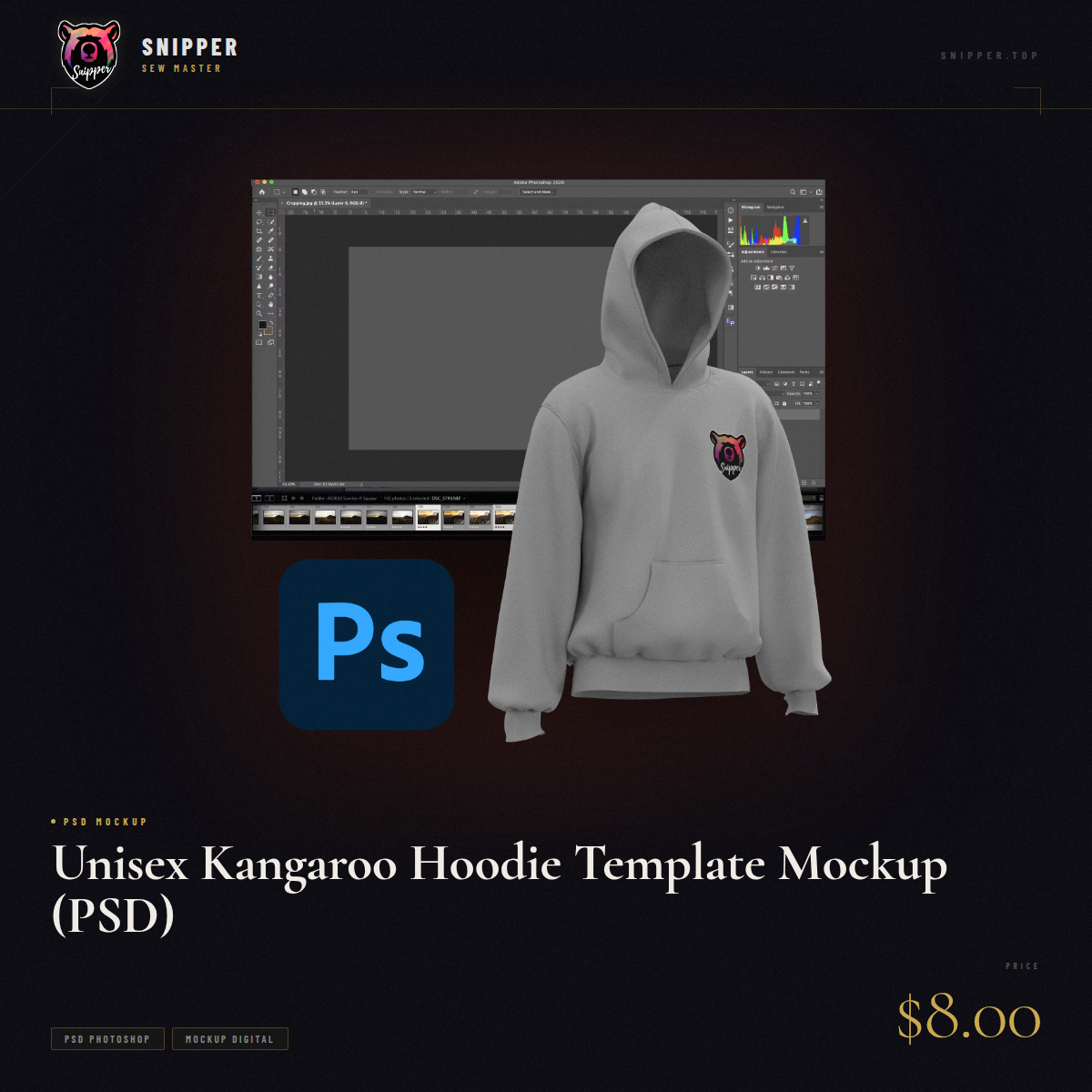 kangaroo hoodie template mockup psd mockup