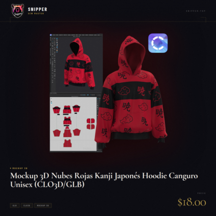 mockup nubes rojas kanji mockup 3d
