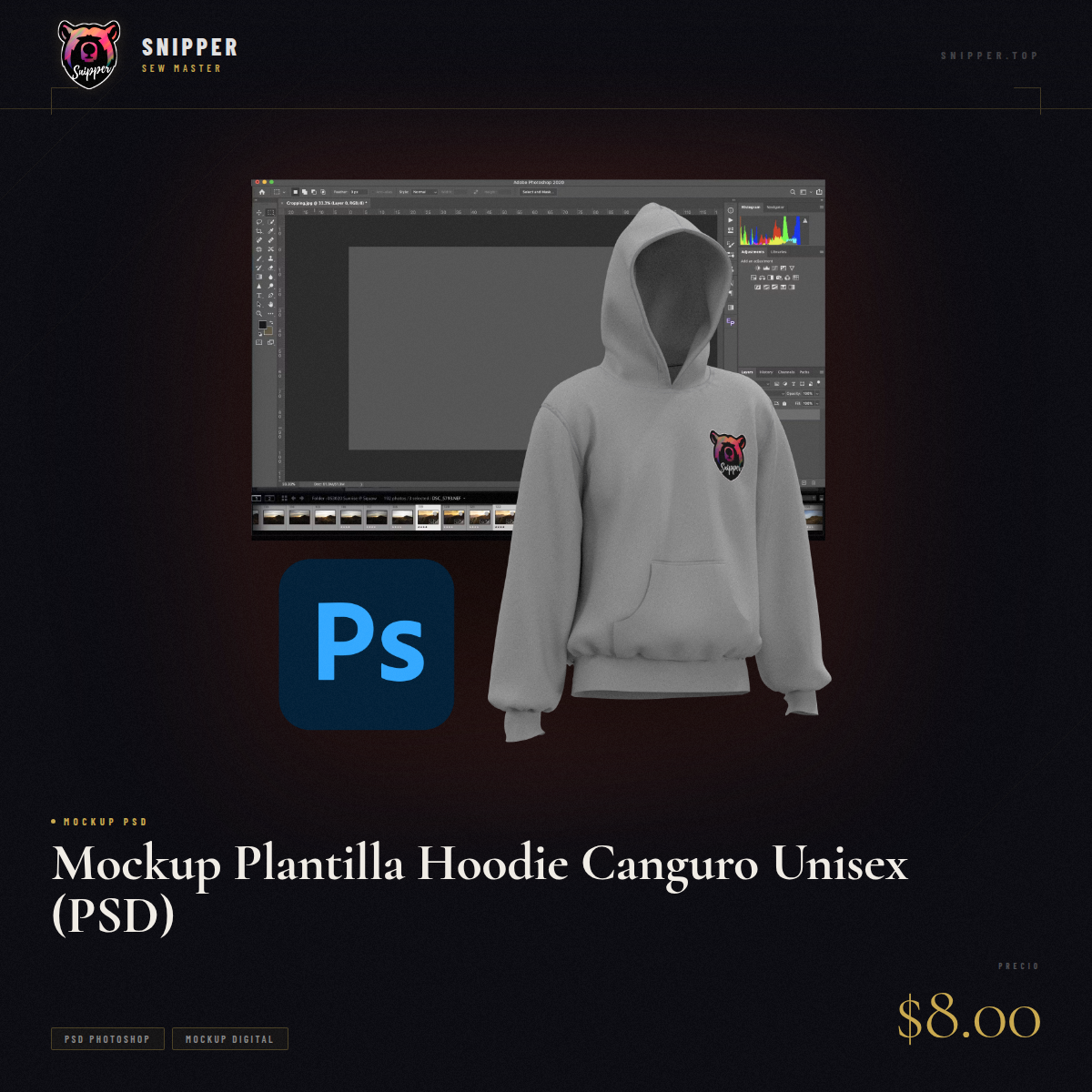 mockup plantilla hoodie canguro mockup psd