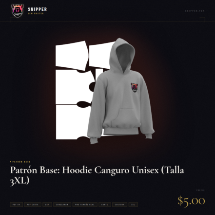patrón base hoodie canguro talla 3xl