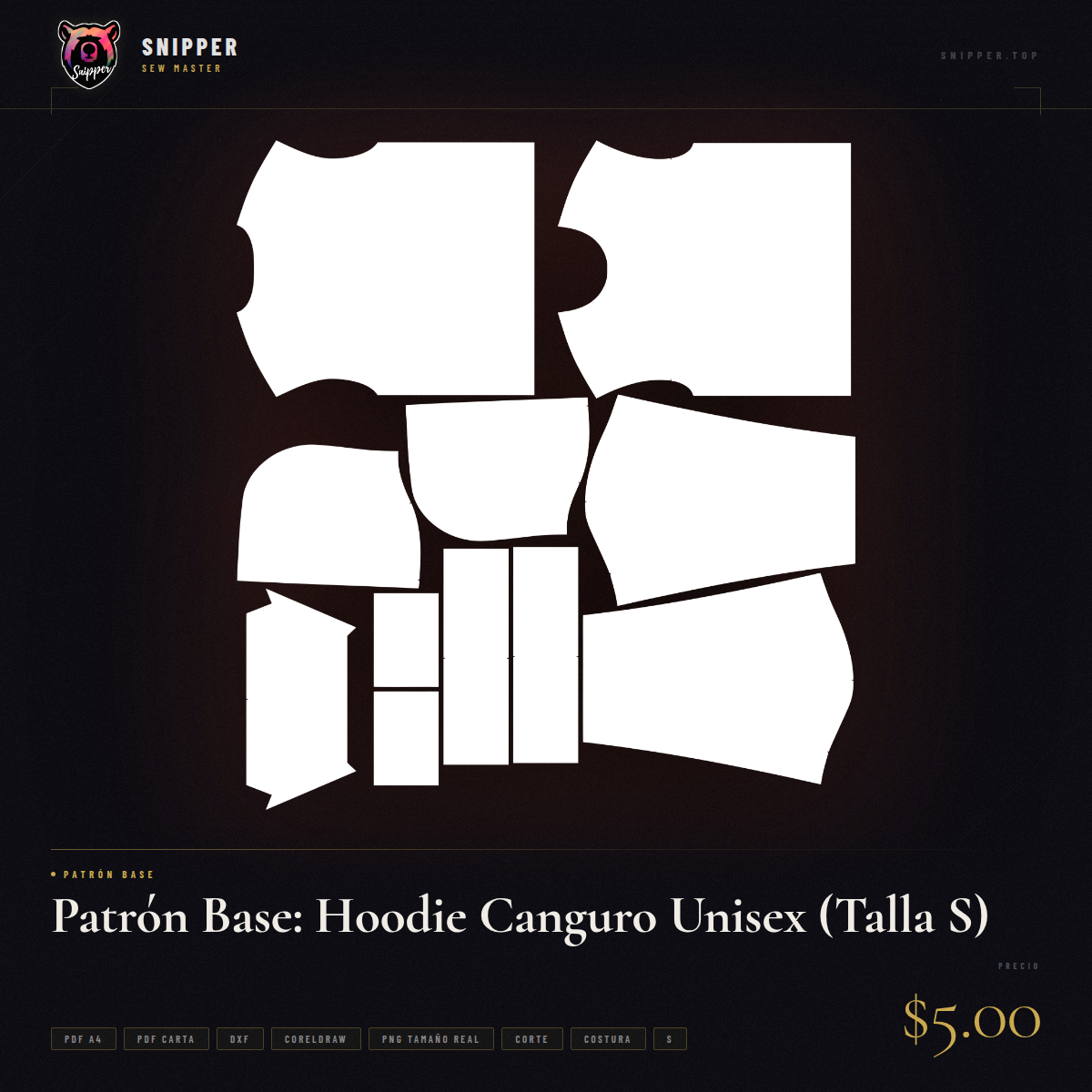 patrón base hoodie canguro talla s 3