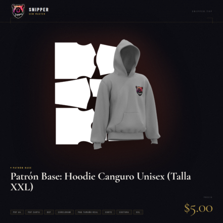 patrón base hoodie canguro talla xxl