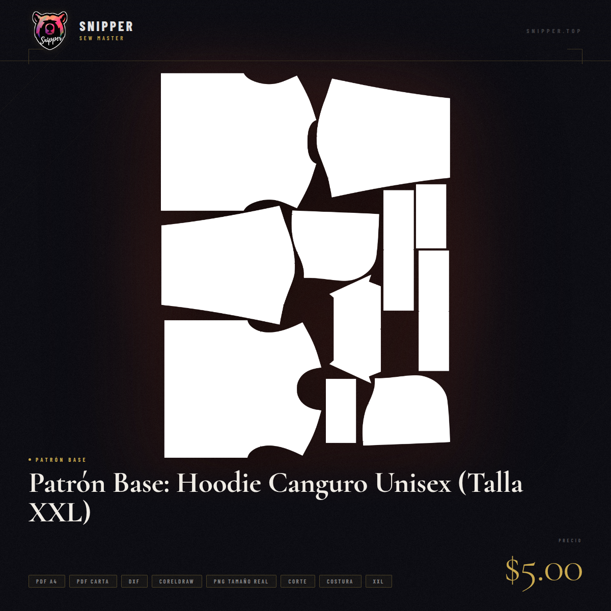 patrón base hoodie canguro talla xxl 3