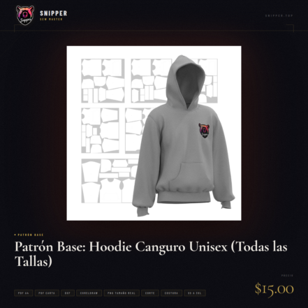 patrón base hoodie canguro