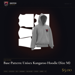 unisex kangaroo hoodie base pattern size m